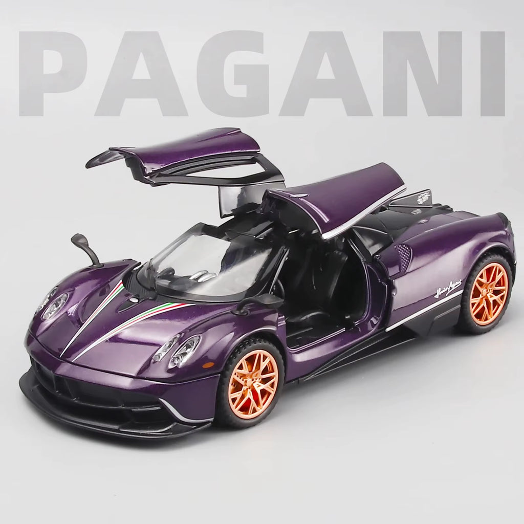 1:32 Toy Cars Lambo Pagani Huayra Metal Model Car with Light and Sound Pull Back Toy Car for Boys Age 3 + Year Old