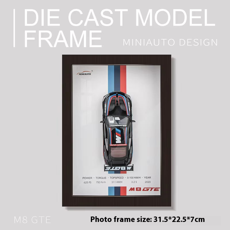1/32 Photo Frame Version Alloy Metal Sports Car Model Simulation 3D Racing Car Hanging Painting Collection Kids Gifts Decoration