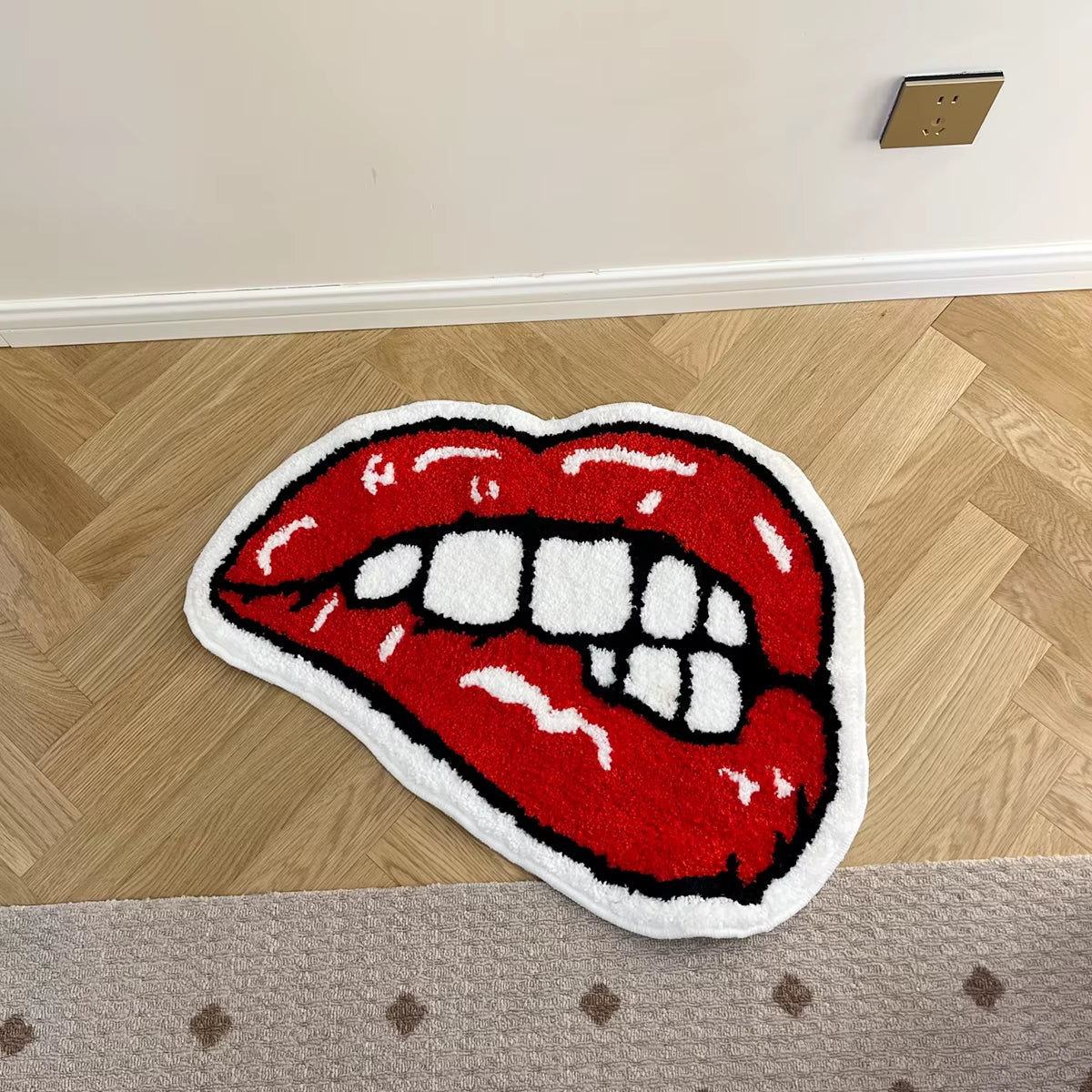 Red Lips Tufted Rug Soft Good Carpet Bathroom Floor Pad Kids Room Bedroom anti Slip Doormat Aesthetic Home Winter Warm Decor