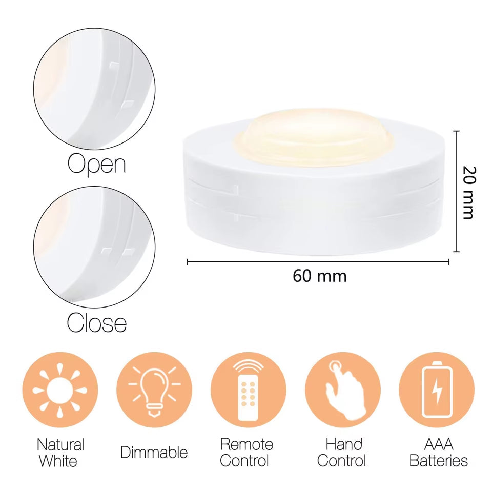 Dimmable Touch Sensor LED under Cabinets Lights Warm White / White LED Puck Lights Closet Wardrobe Kitchen Bedside Night Light