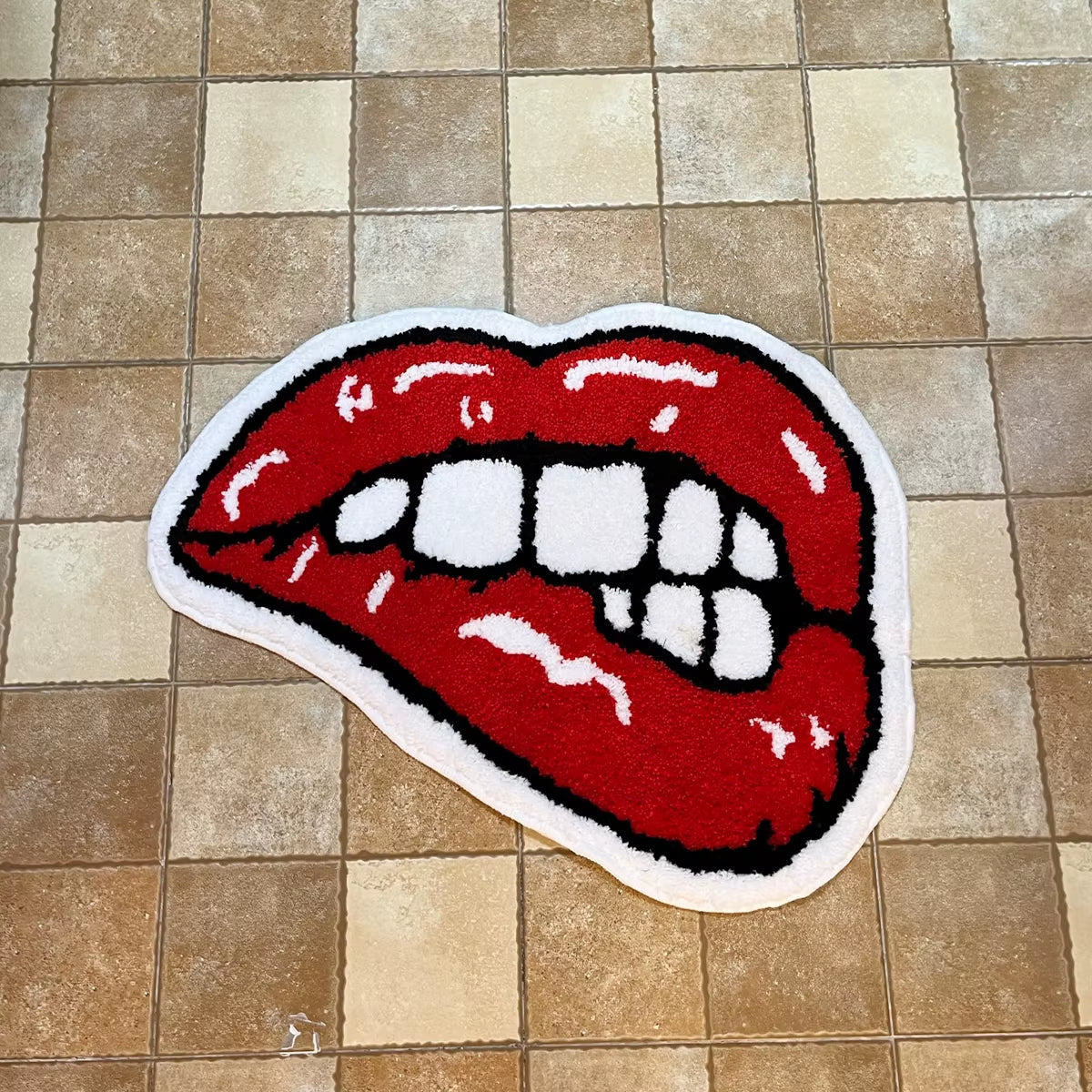 Red Lips Tufted Rug Soft Good Carpet Bathroom Floor Pad Kids Room Bedroom anti Slip Doormat Aesthetic Home Winter Warm Decor