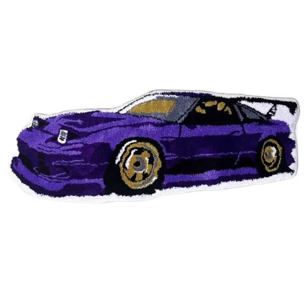 Sports Racing Car Shape Rug Carpet Boy Living Room Bedroom Decor Carpet Embroidered Non-Slip Floor Mat Doormat Home Decor