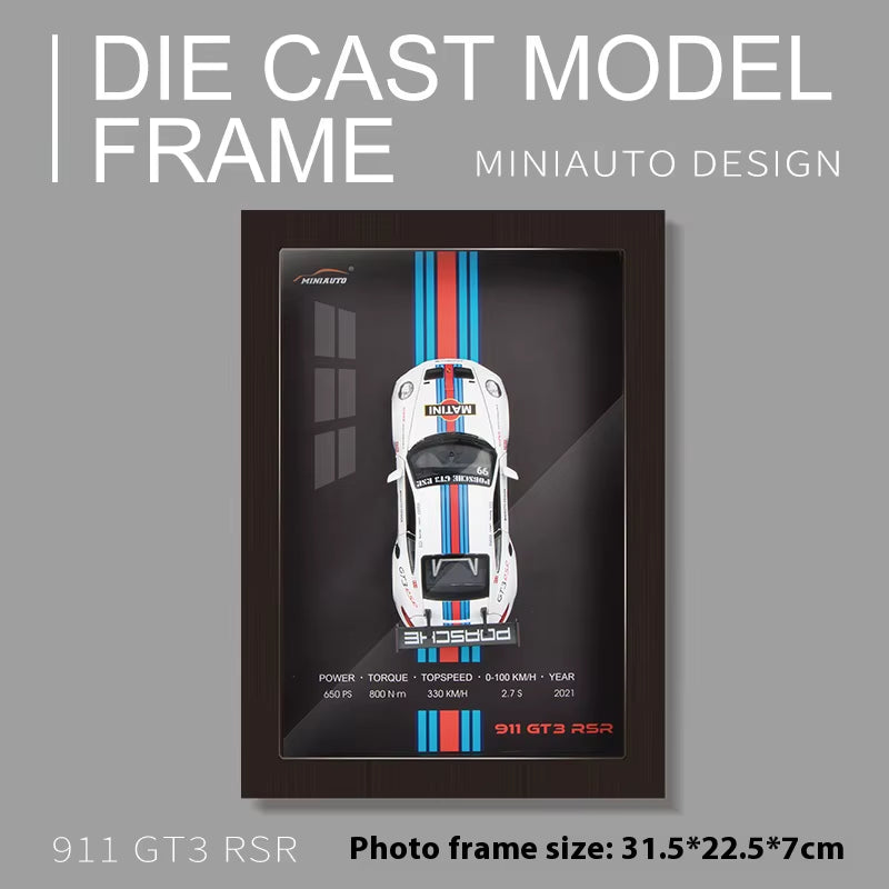 1/32 Photo Frame Version Alloy Metal Sports Car Model Simulation 3D Racing Car Hanging Painting Collection Kids Gifts Decoration
