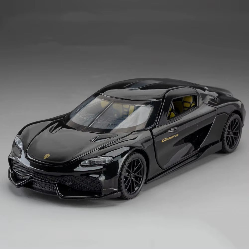 1:32 Scale KNSG Gemera Miniature Model Car Toys Alloy Diecast Sports Cars 4 Doors Opened Pull Back Ornament Vehicles Boys' Gifts