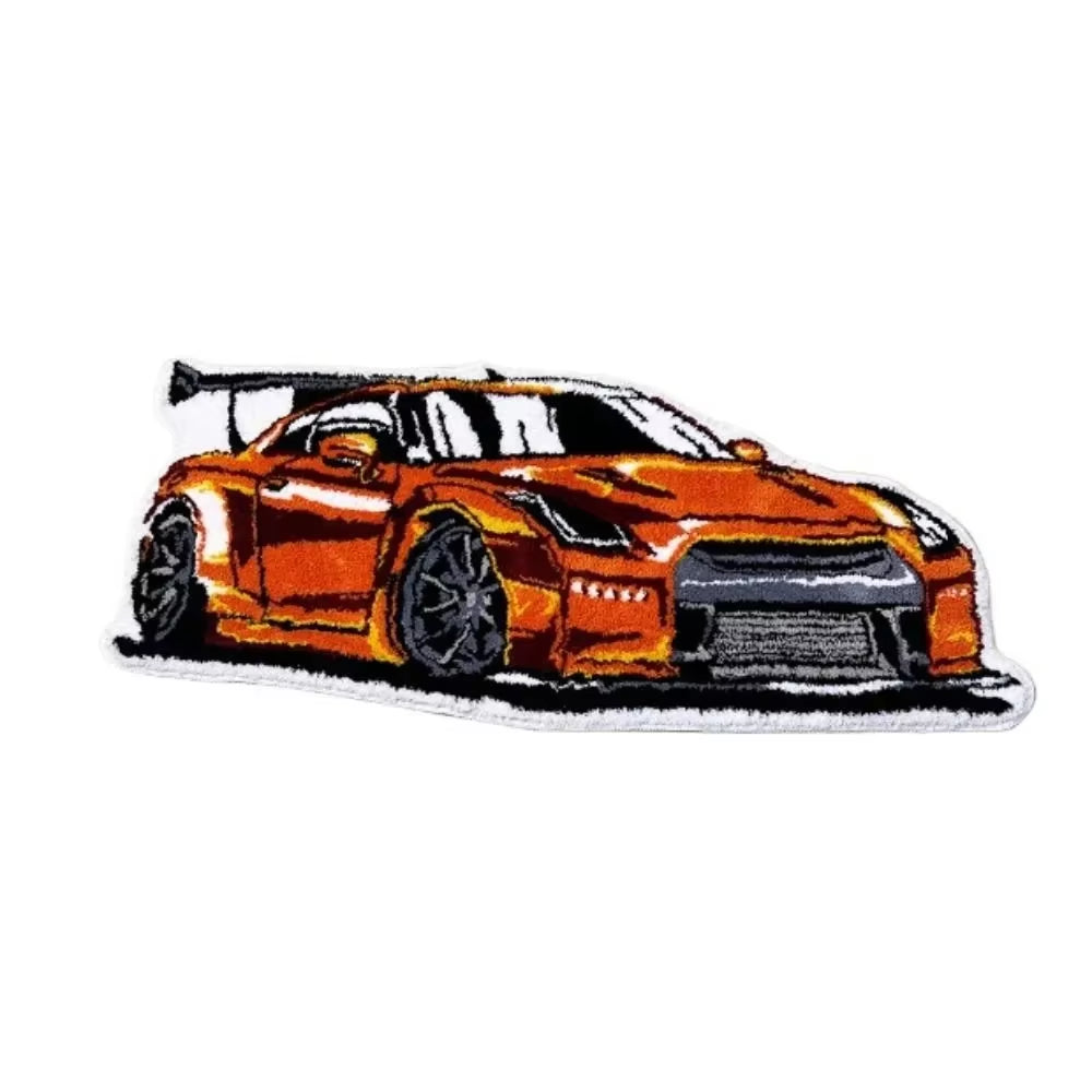 Sports Racing Car Shape Rug Carpet Boy Living Room Bedroom Decor Carpet Embroidered Non-Slip Floor Mat Doormat Home Decor