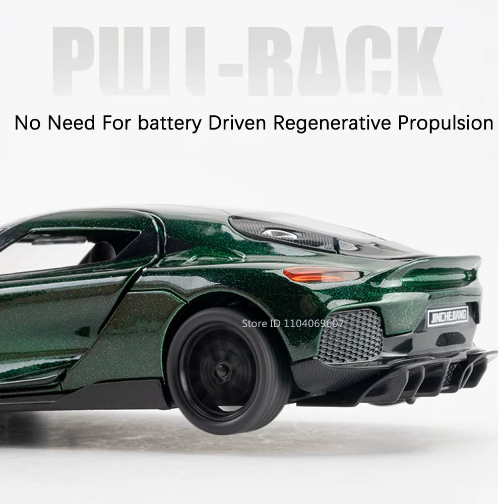 1:32 Scale KNSG Gemera Miniature Model Car Toys Alloy Diecast Sports Cars 4 Doors Opened Pull Back Ornament Vehicles Boys' Gifts