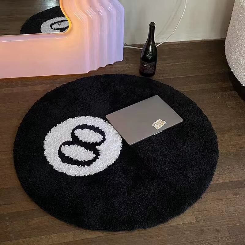 Halloween 8 Ball Rug Indoor Home Decoration Spooky Halloween Gifts 8 Ball Accent round Tufting Soft Rug Horror Movie Mat