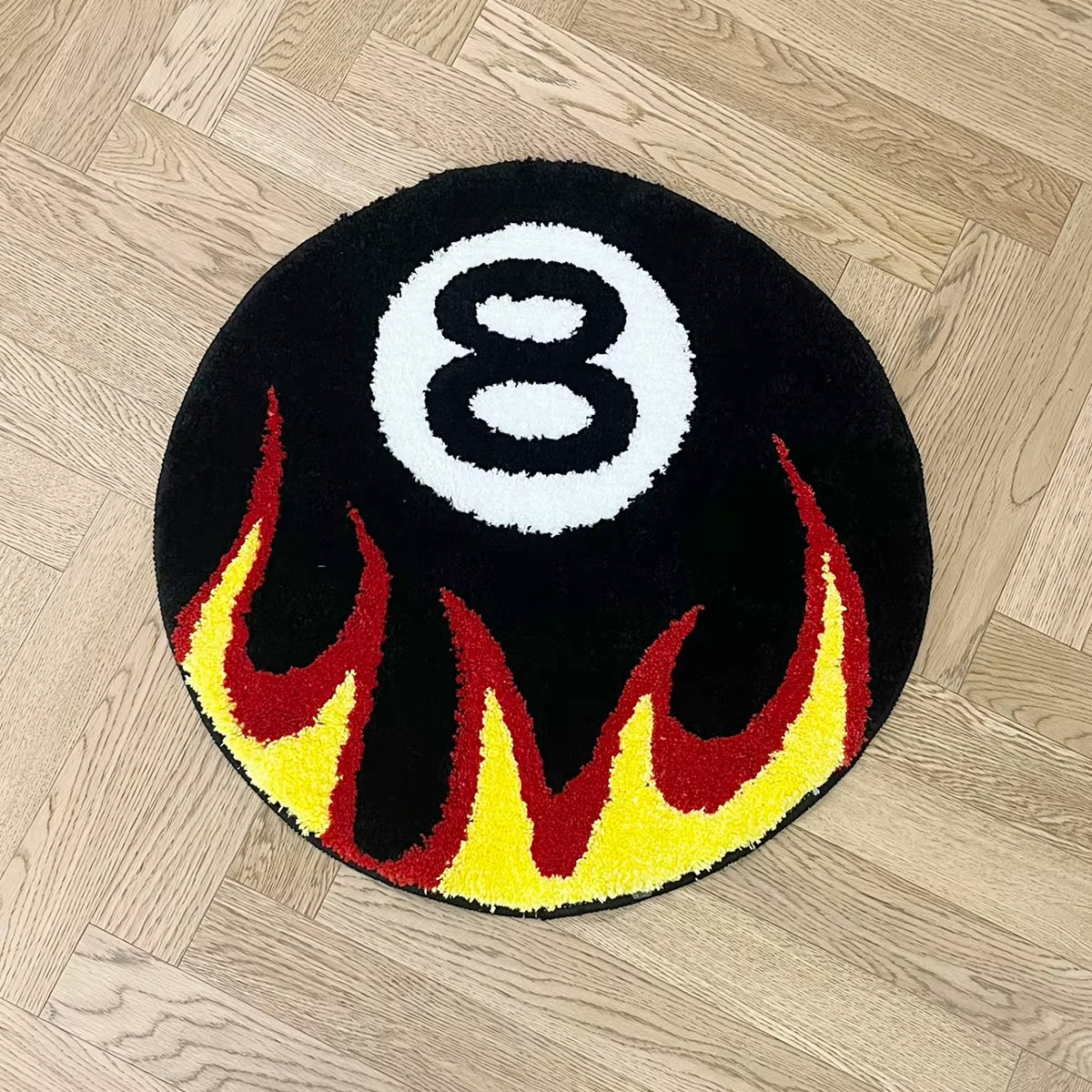Fire Billiards No.8 Tufted Rug Bedroom Rug Bathroom Mat Soft Cartoon Funny Pad Living Room Carpet Anti-Slip Hallway Home Nursery