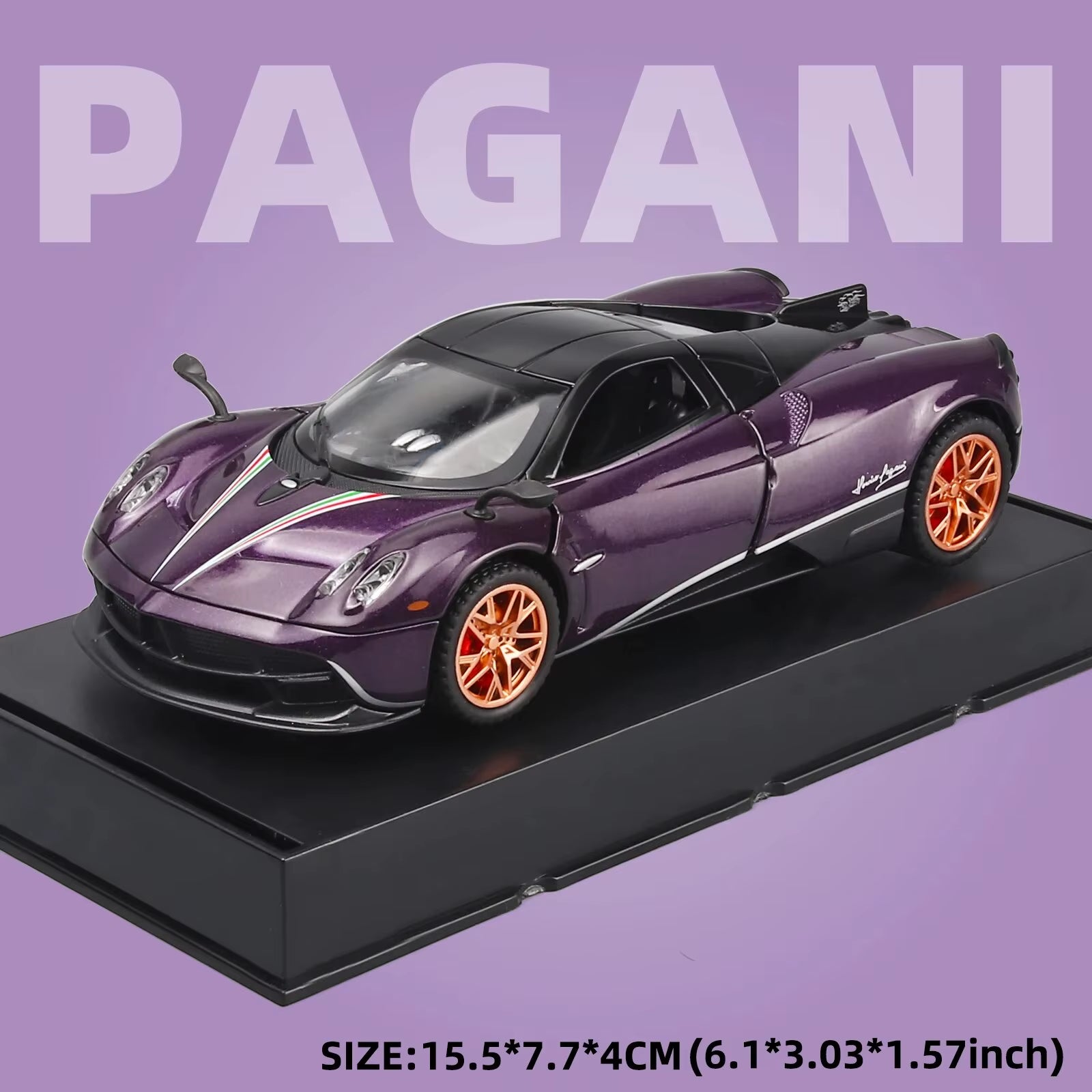1:32 Toy Cars Lambo Pagani Huayra Metal Model Car with Light and Sound Pull Back Toy Car for Boys Age 3 + Year Old