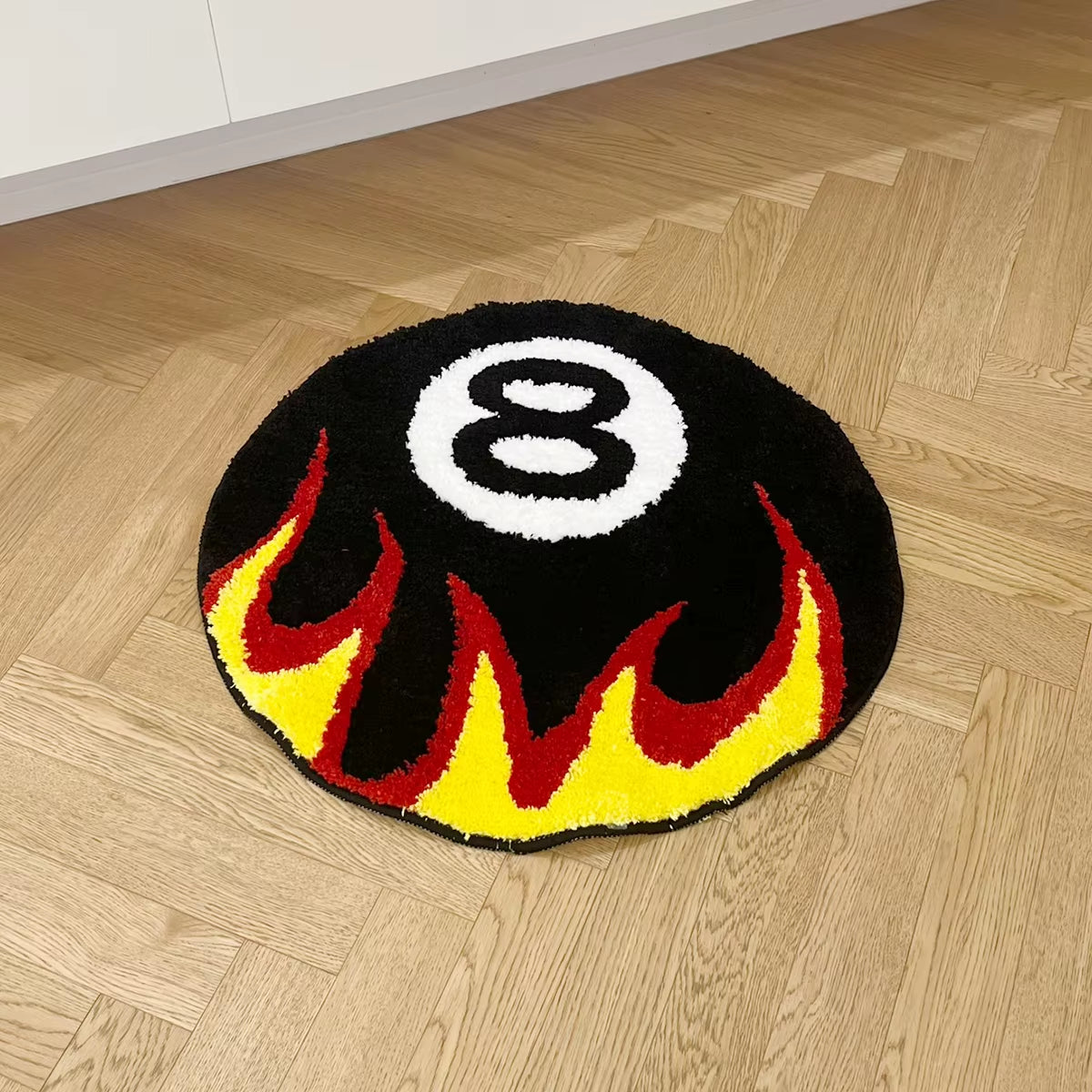 Fire Billiards No.8 Tufted Rug Bedroom Rug Bathroom Mat Soft Cartoon Funny Pad Living Room Carpet Anti-Slip Hallway Home Nursery