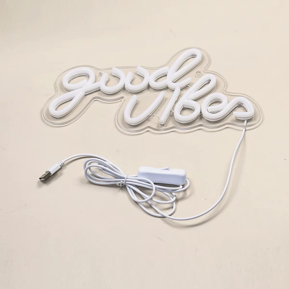 Chi-Buy LED Neon Good Vibes USB Powered Neon Signs Night Light 3D Wall Art & Game Room Bedroom Living Room Decor Lamp Signs